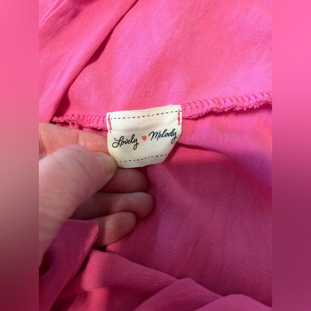Lovely Melody Pink Wide Leg Overalls Romper SZ L Sleeveless Gauzy Feel - Picture 4 of 12